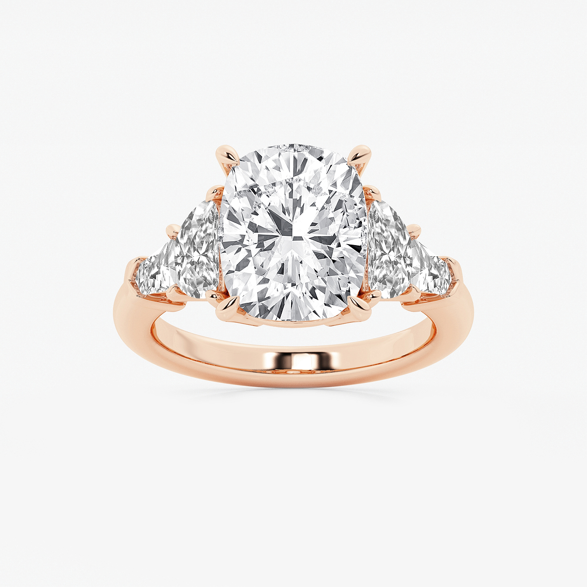6 1/3 ctw Elongated Cushion Lab Grown Diamond Side Stone Engagement Ring