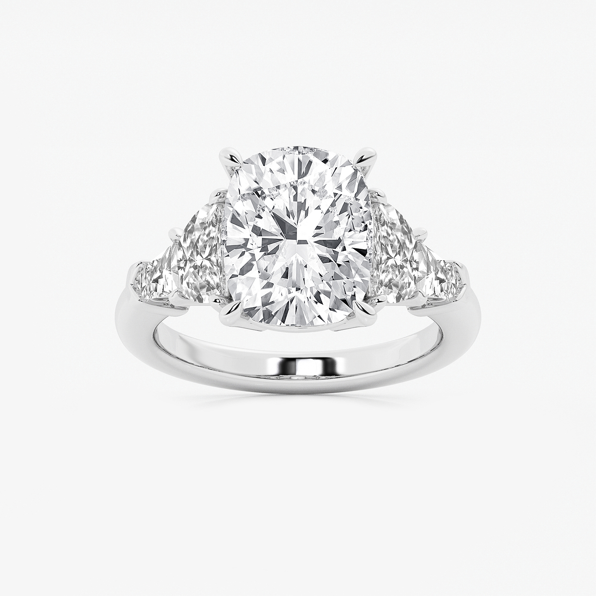 6 1/3 ctw Elongated Cushion Lab Grown Diamond Side Stone Engagement Ring