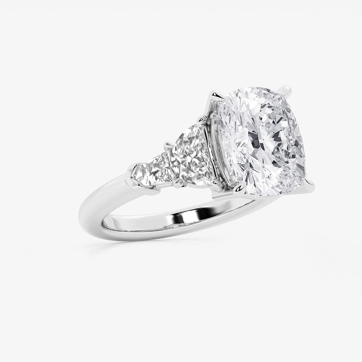 Additional Image 1 for  6 1/3 ctw Elongated Cushion Lab Grown Diamond Side Stone Engagement Ring