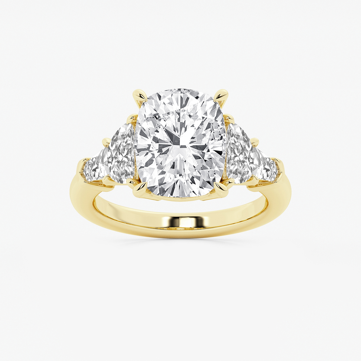 6 1/3 ctw Elongated Cushion Lab Grown Diamond Side Stone Engagement Ring