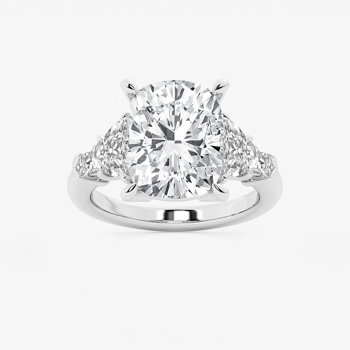 8 1/3 ctw Elongated Cushion Lab Grown Diamond Side Stone Engagement Ring