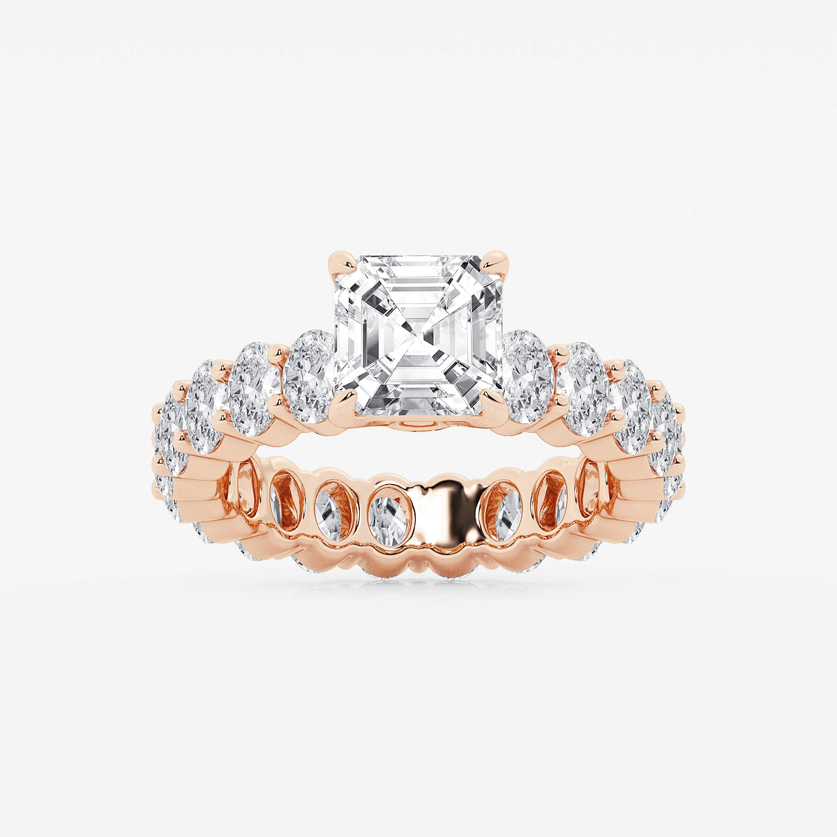 4 1/3 ctw Asscher Lab Grown Diamond Eternity Engagement Ring