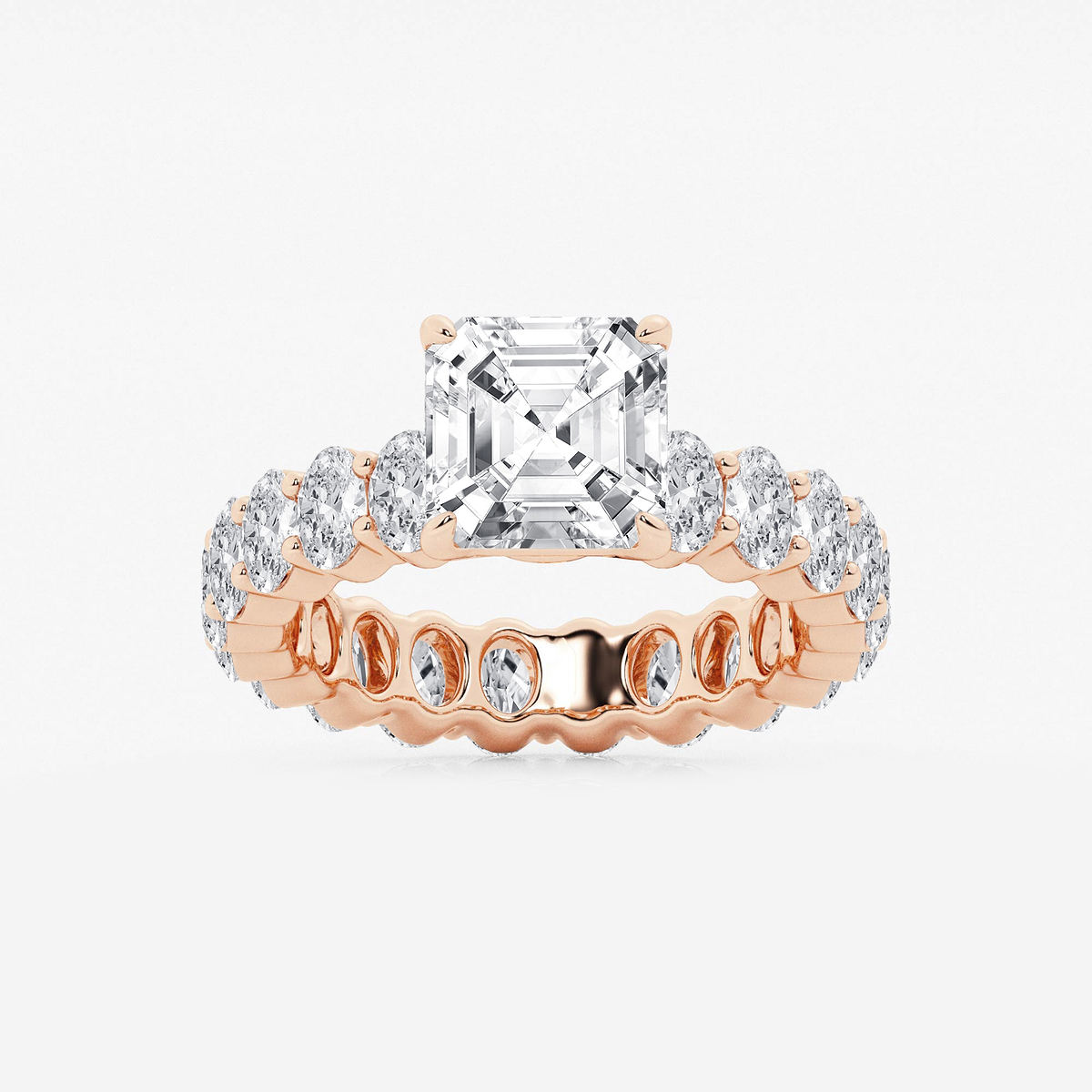5 1/3 ctw Asscher Lab Grown Diamond Eternity Engagement Ring