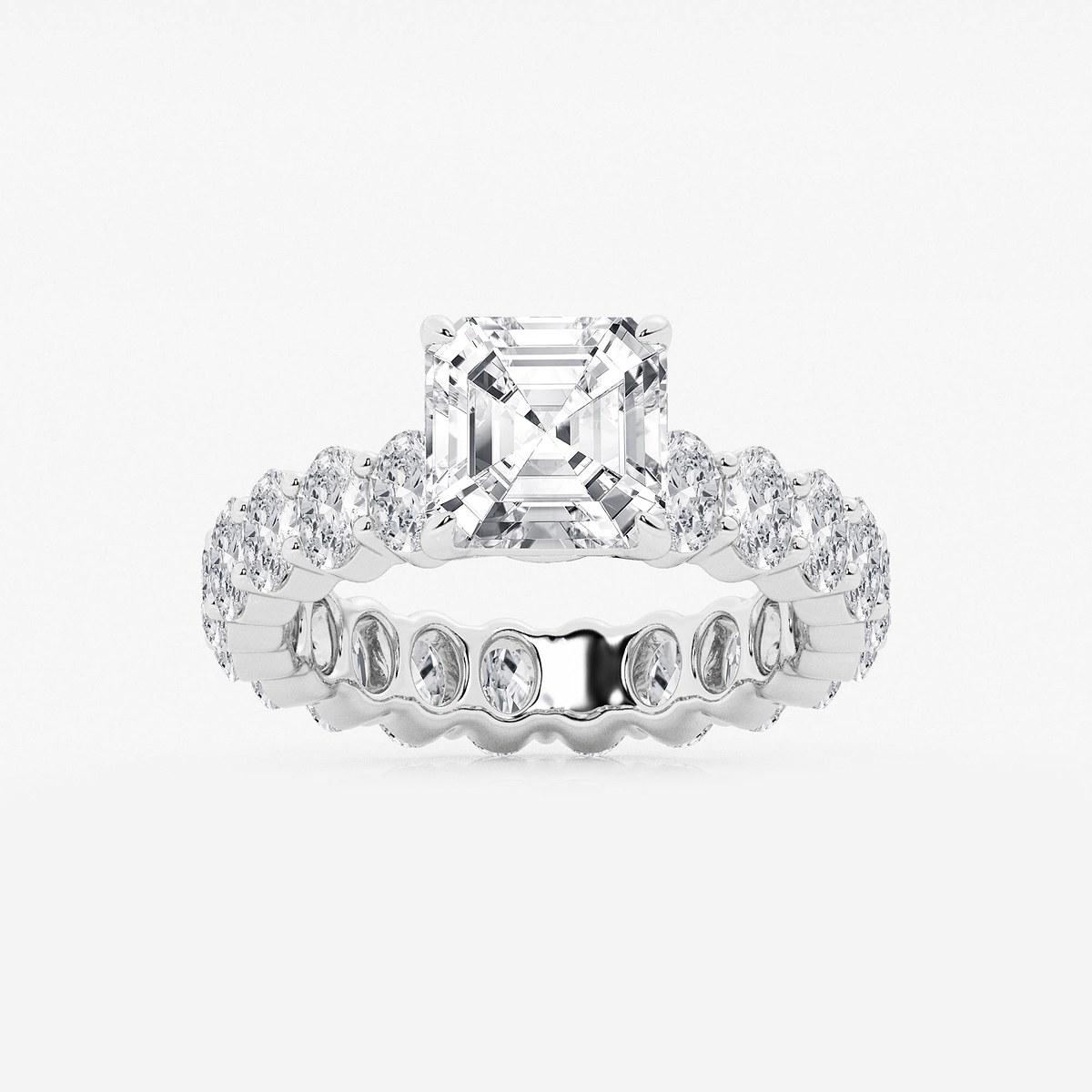 5 1/3 ctw Asscher Lab Grown Diamond Eternity Engagement Ring
