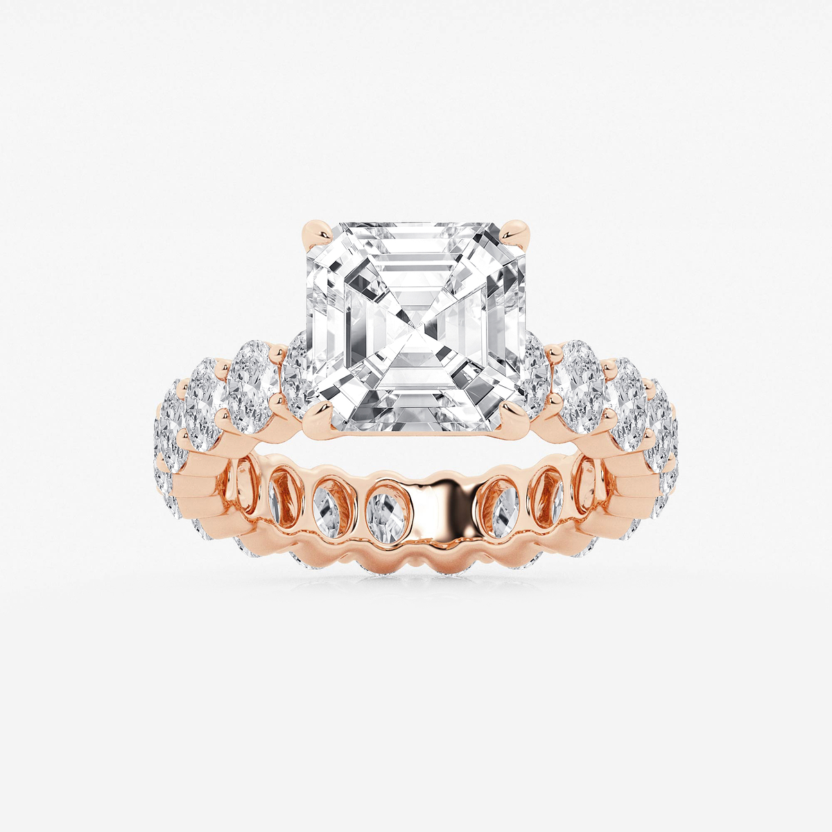 7 1/3 ctw Asscher Lab Grown Diamond Eternity Engagement Ring