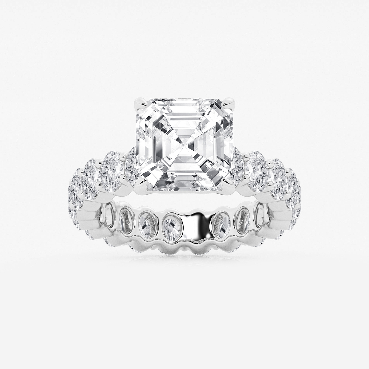 7 1/3 ctw Asscher Lab Grown Diamond Eternity Engagement Ring