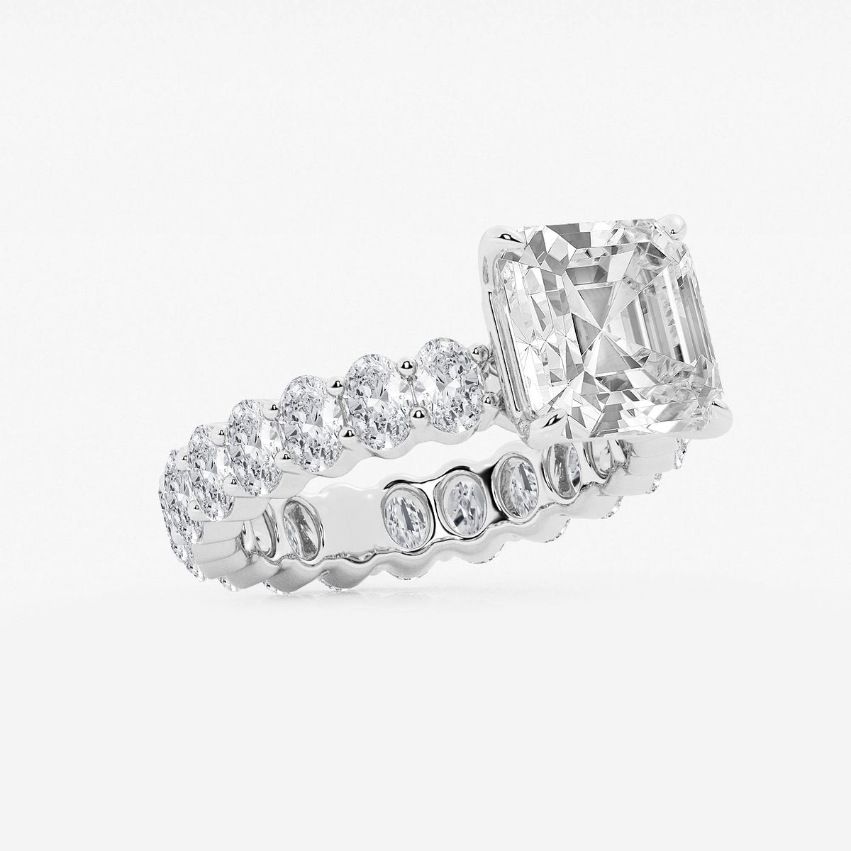 Additional Image 1 for  7 1/3 ctw Asscher Lab Grown Diamond Eternity Engagement Ring