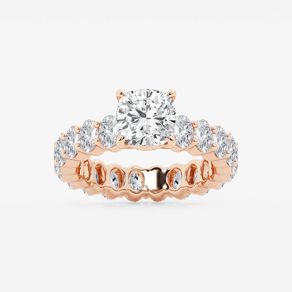 4 1/3 ctw Cushion Lab Grown Diamond Eternity Engagement Ring