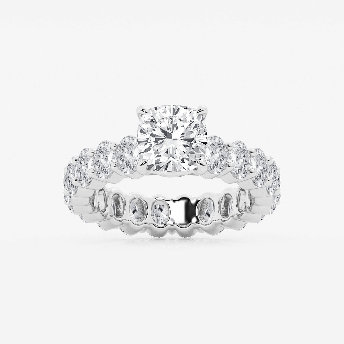 4 1/3 ctw Cushion Lab Grown Diamond Eternity Engagement Ring
