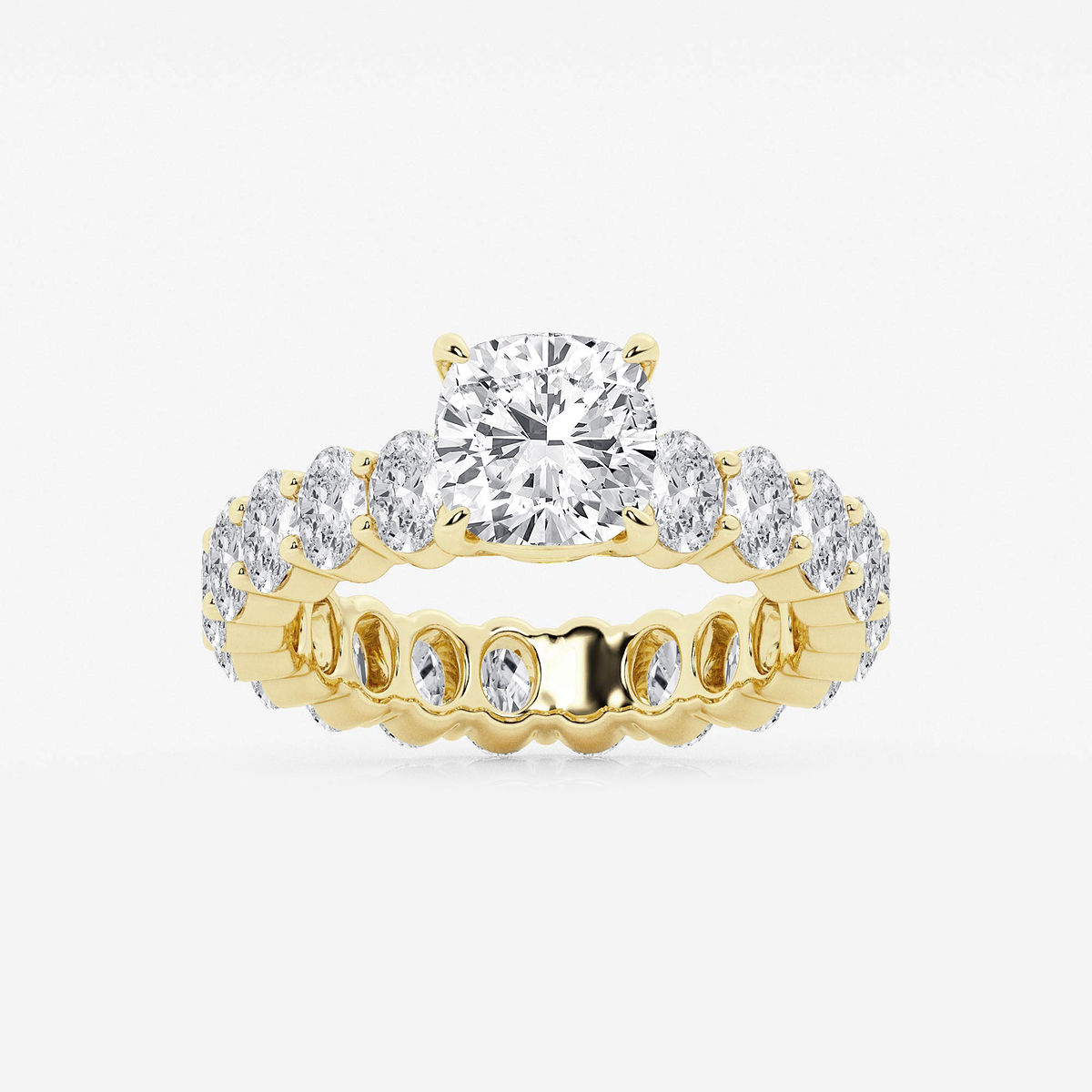 4 1/3 ctw Cushion Lab Grown Diamond Eternity Engagement Ring