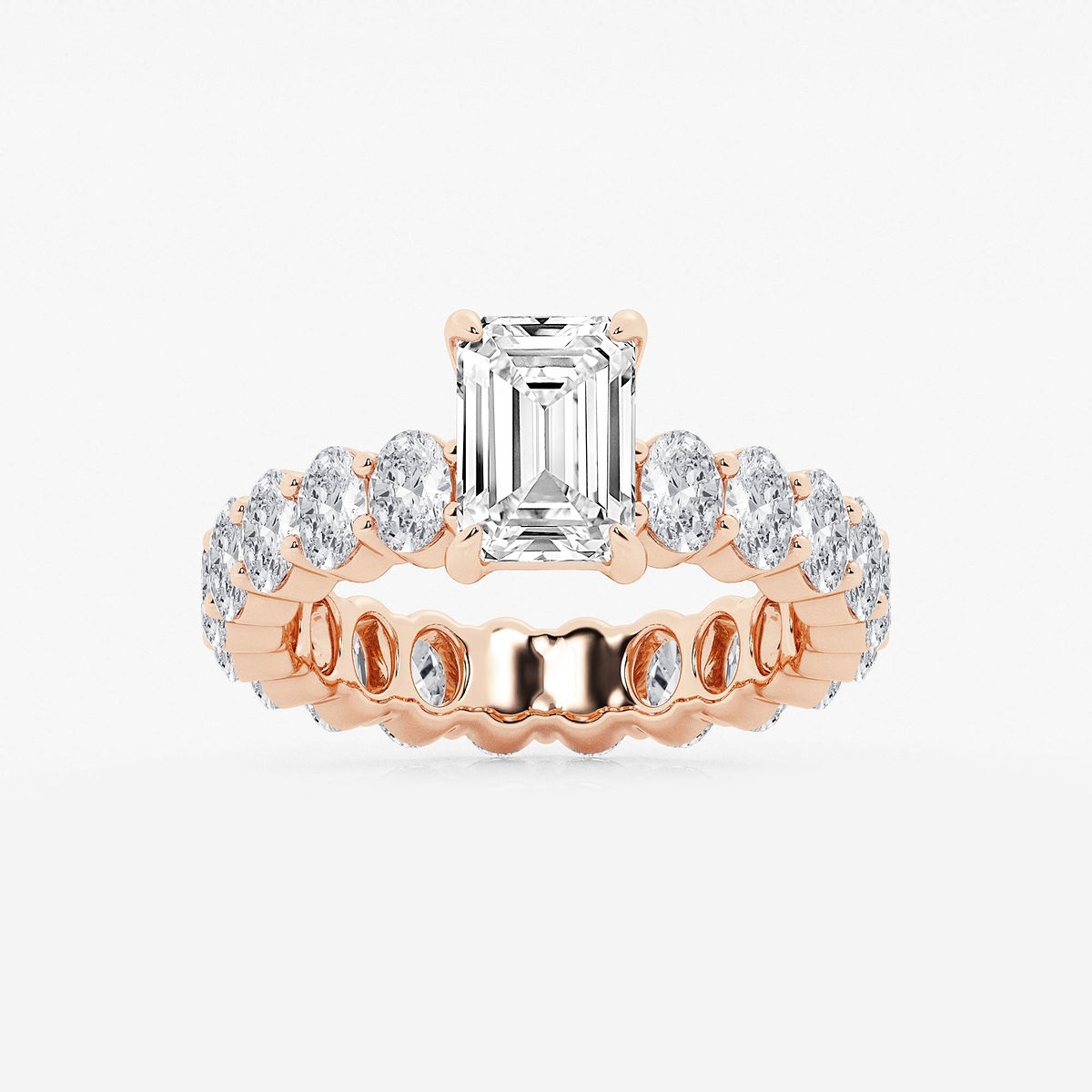4 1/3 ctw Emerald Lab Grown Diamond Eternity Engagement Ring