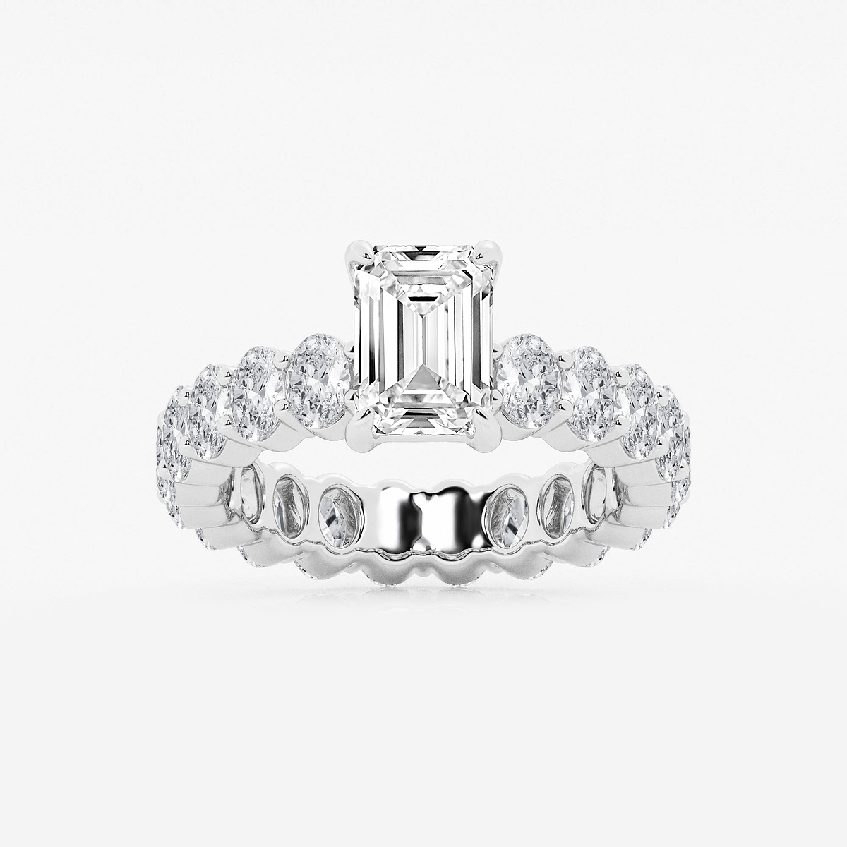 4 1/3 ctw Emerald Lab Grown Diamond Eternity Engagement Ring