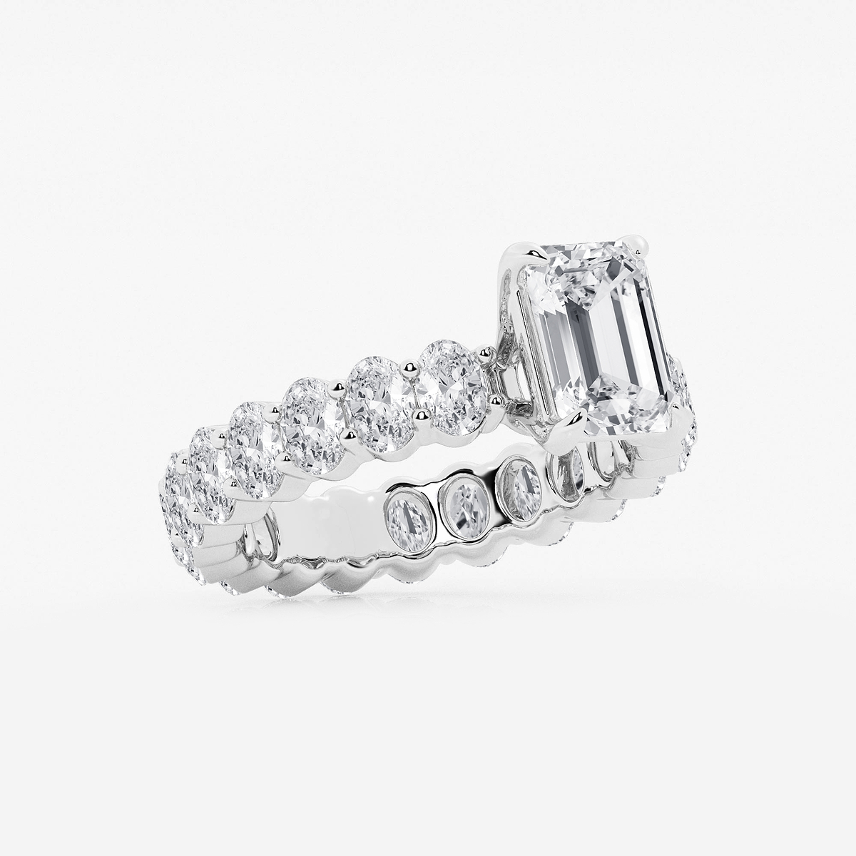 Additional Image 1 for  4 1/3 ctw Emerald Lab Grown Diamond Eternity Engagement Ring