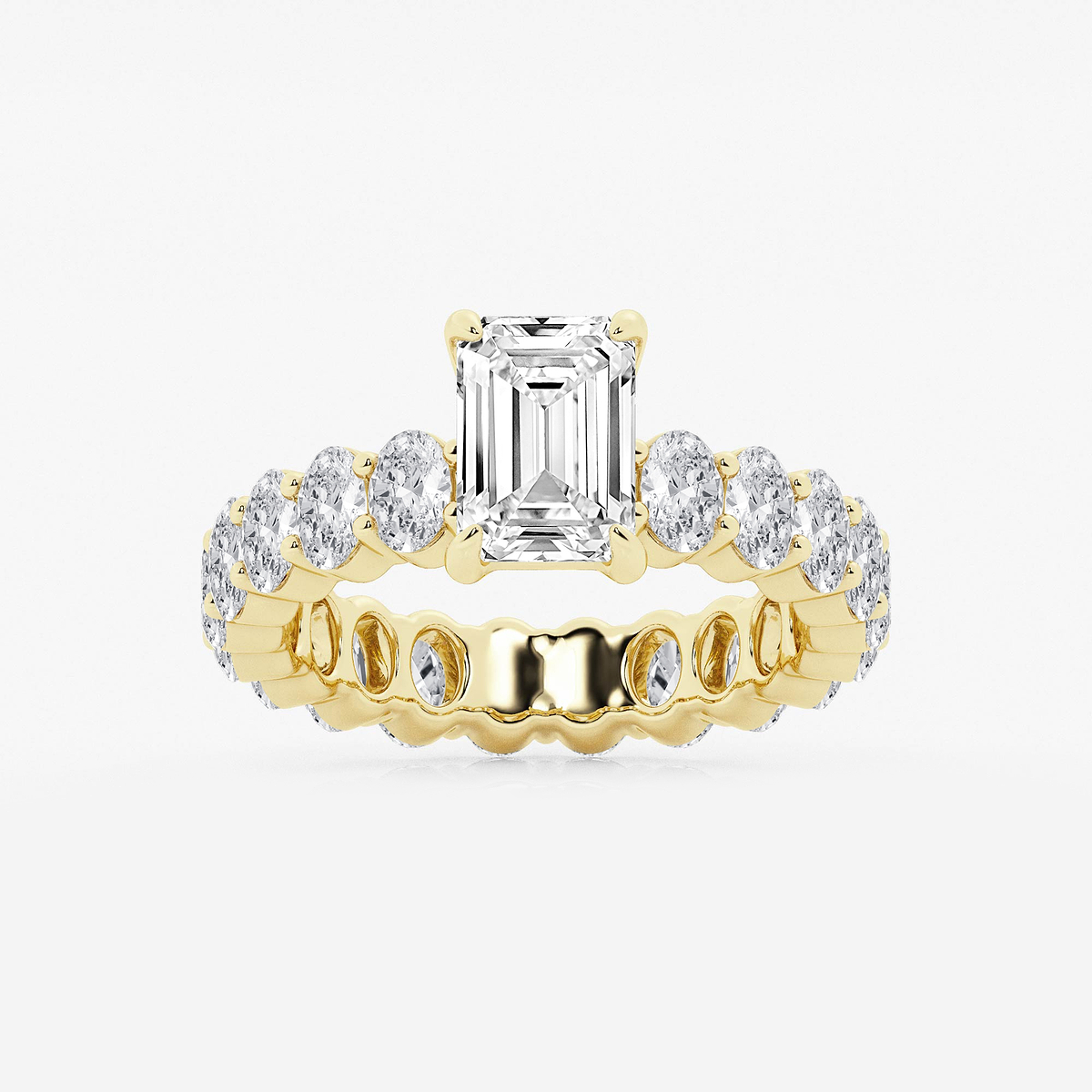 4 1/3 ctw Emerald Lab Grown Diamond Eternity Engagement Ring