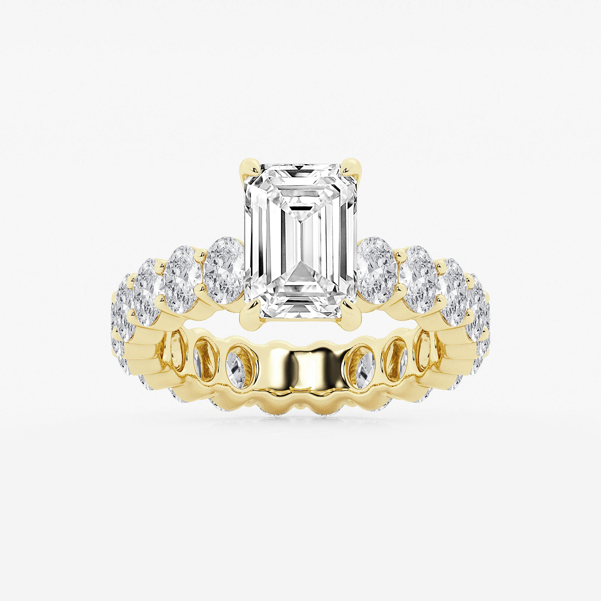 5 1/3 ctw Emerald Lab Grown Diamond Eternity Engagement Ring