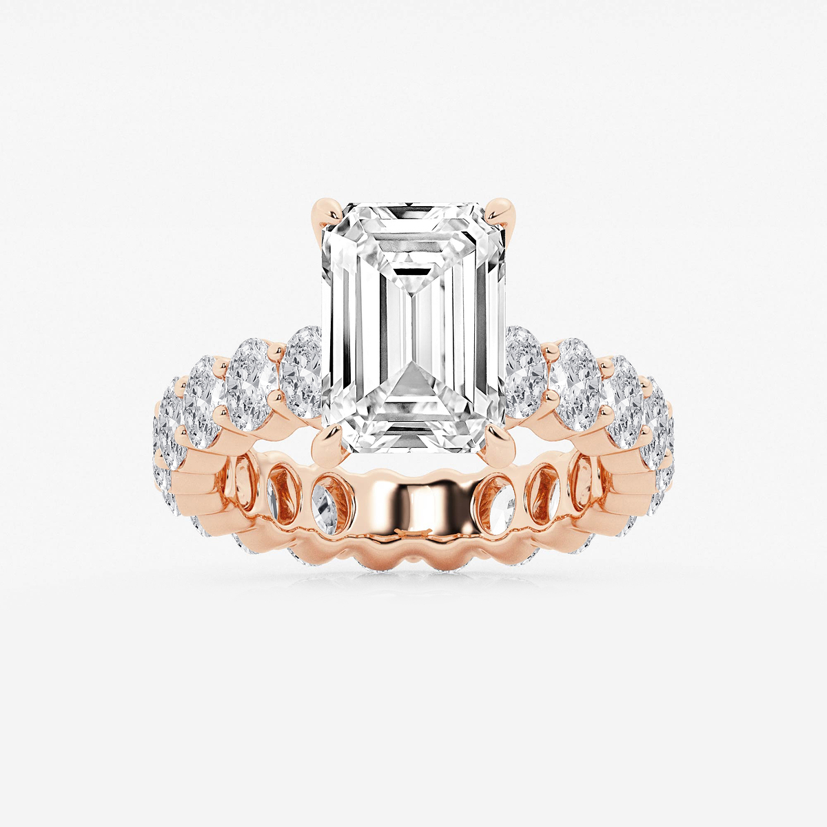 7 1/3 ctw Emerald Lab Grown Diamond Eternity Engagement Ring