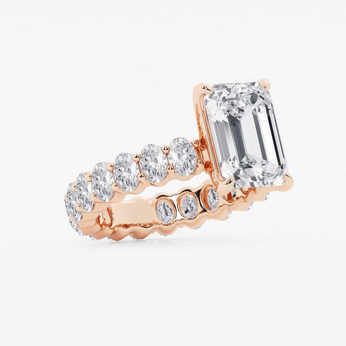 Additional Image 1 for  7 1/3 ctw Emerald Lab Grown Diamond Eternity Engagement Ring