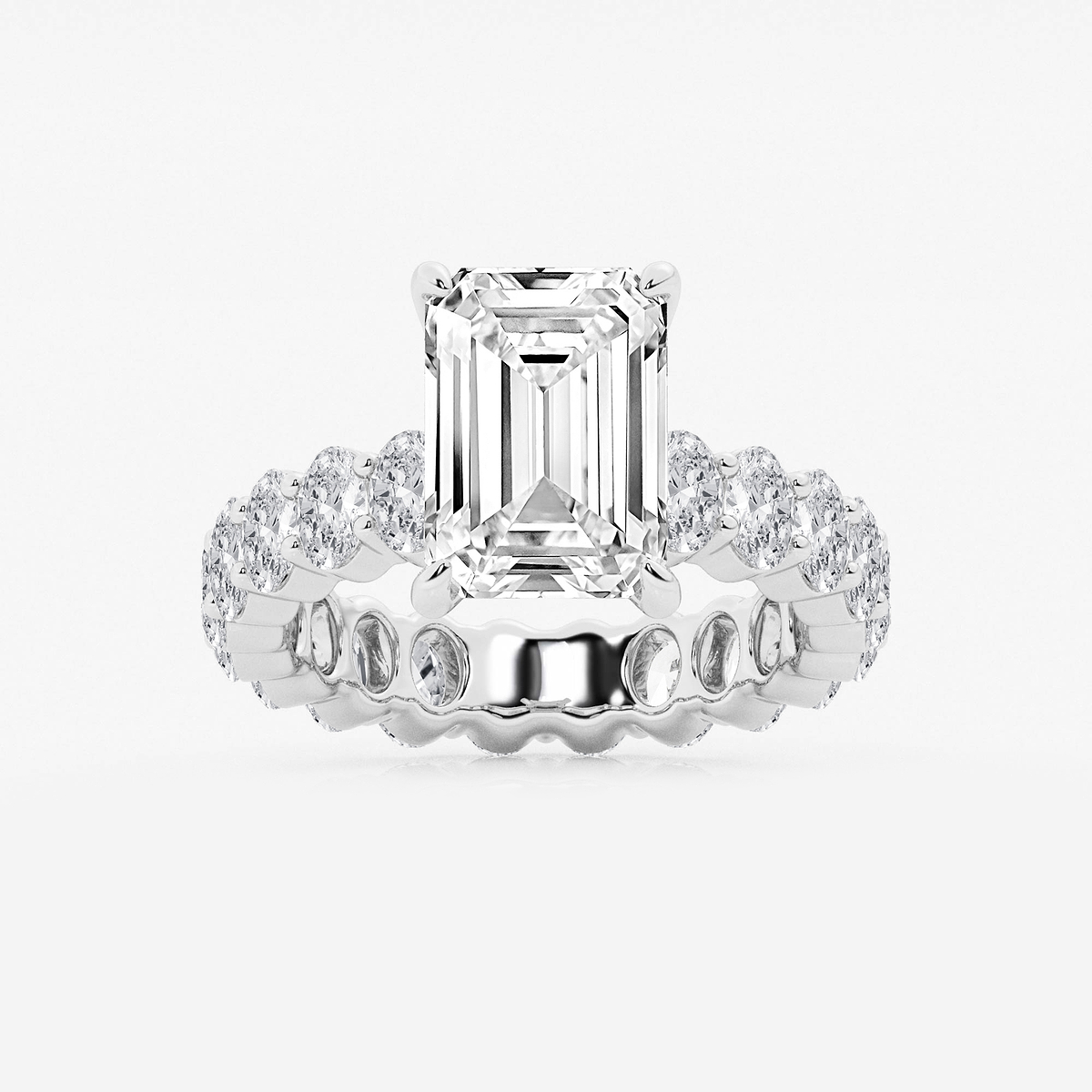 7 1/3 ctw Emerald Lab Grown Diamond Eternity Engagement Ring Platinum, E, VS1