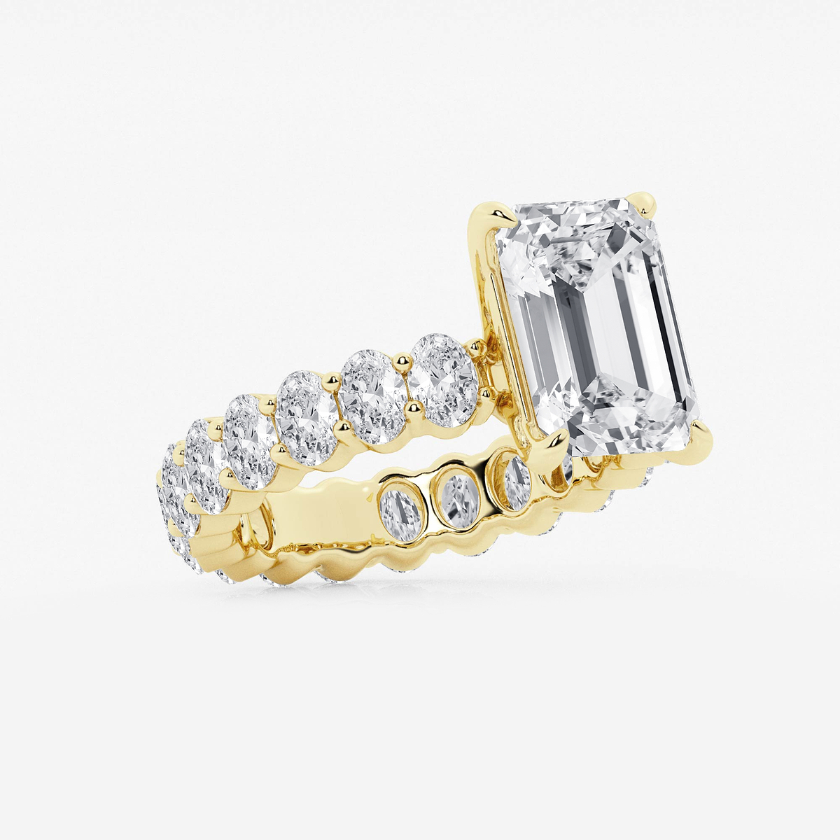 Additional Image 1 for  7 1/3 ctw Emerald Lab Grown Diamond Eternity Engagement Ring