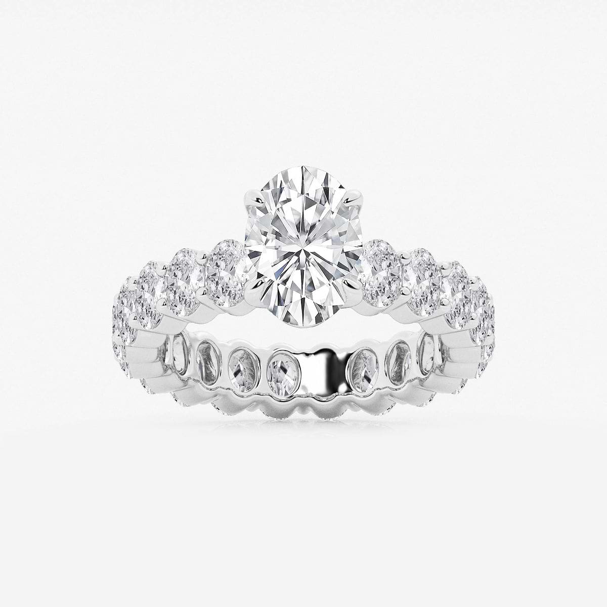 4 1/3 ctw Oval Lab Grown Diamond Eternity Engagement Ring Platinum, F, VS2