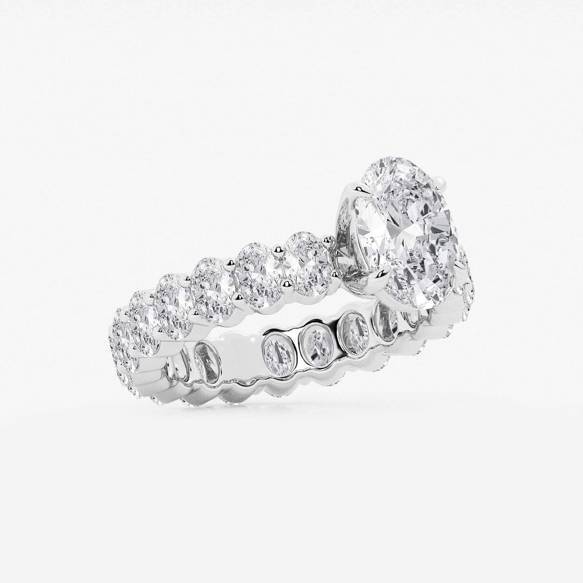 4 1/3 ctw Oval Lab Grown Diamond Eternity Engagement Ring Platinum, F, VS2