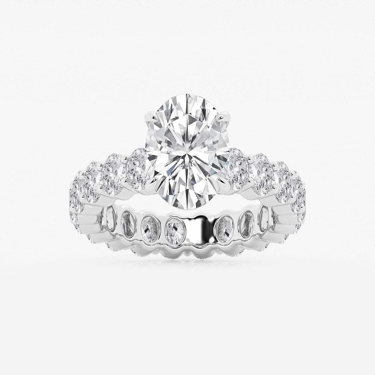 5 1/3 ctw Oval Lab Grown Diamond Eternity Engagement Ring 14K White Gold, FG, VS2+