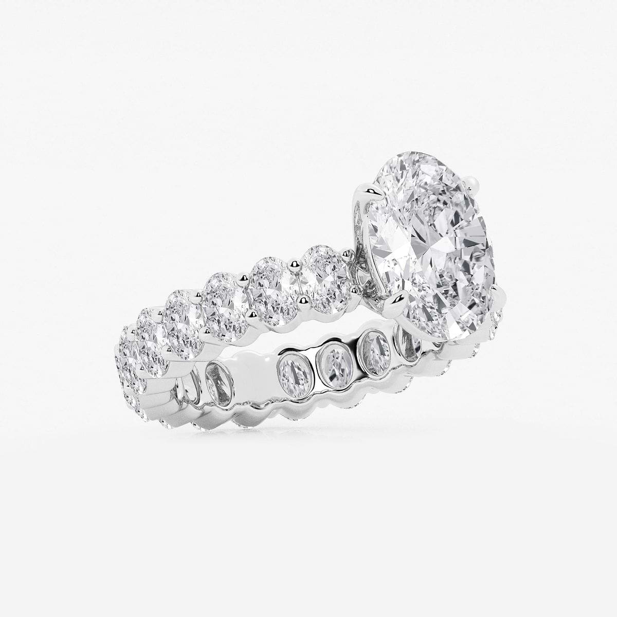 5 1/3 ctw Oval Lab Grown Diamond Eternity Engagement Ring 14K White Gold, FG, VS2+