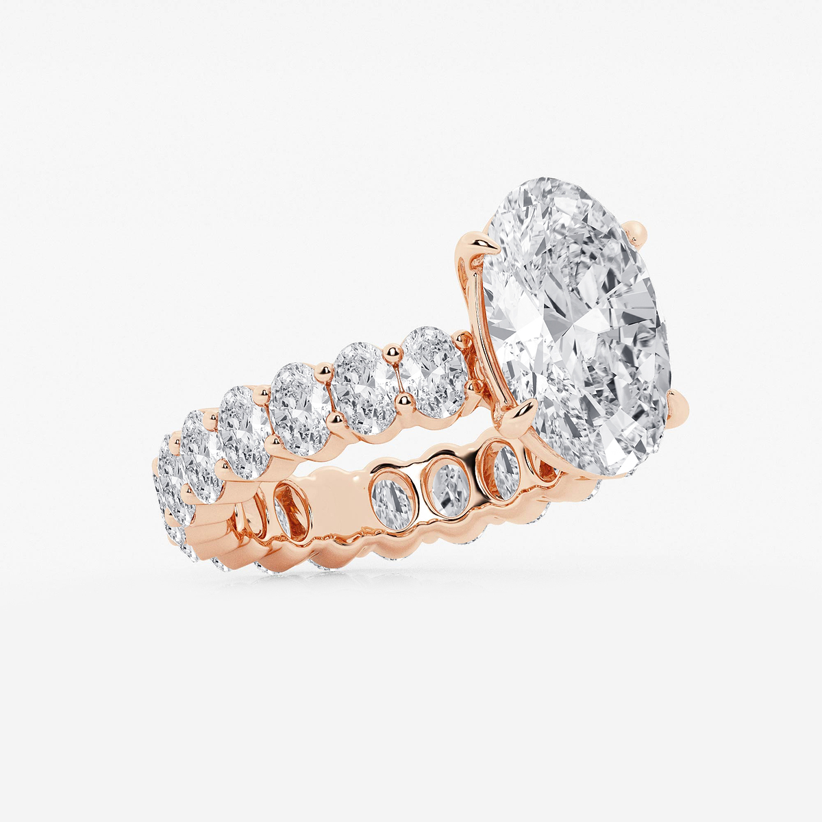 Additional Image 1 for  7 1/3 ctw Oval Lab Grown Diamond Eternity Engagement Ring
