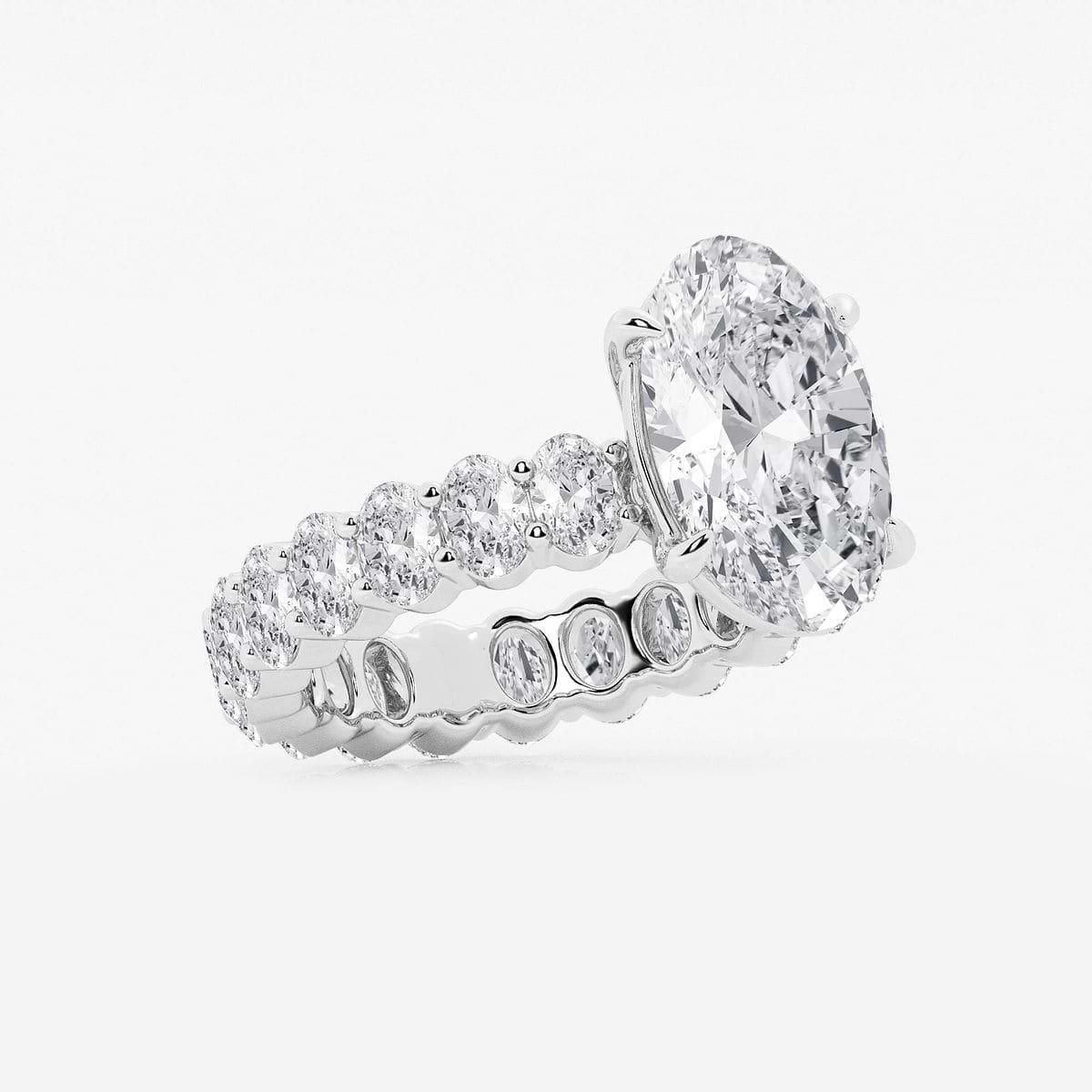 7 1/3 ctw Oval Lab Grown Diamond Eternity Engagement Ring Platinum, D, VVS
