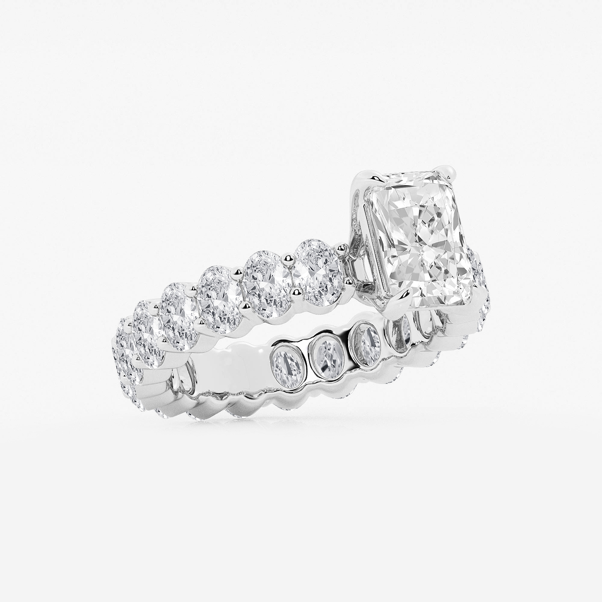 4 1/3 ctw Radiant Lab Grown Diamond Eternity Engagement Ring Platinum, D, VVS