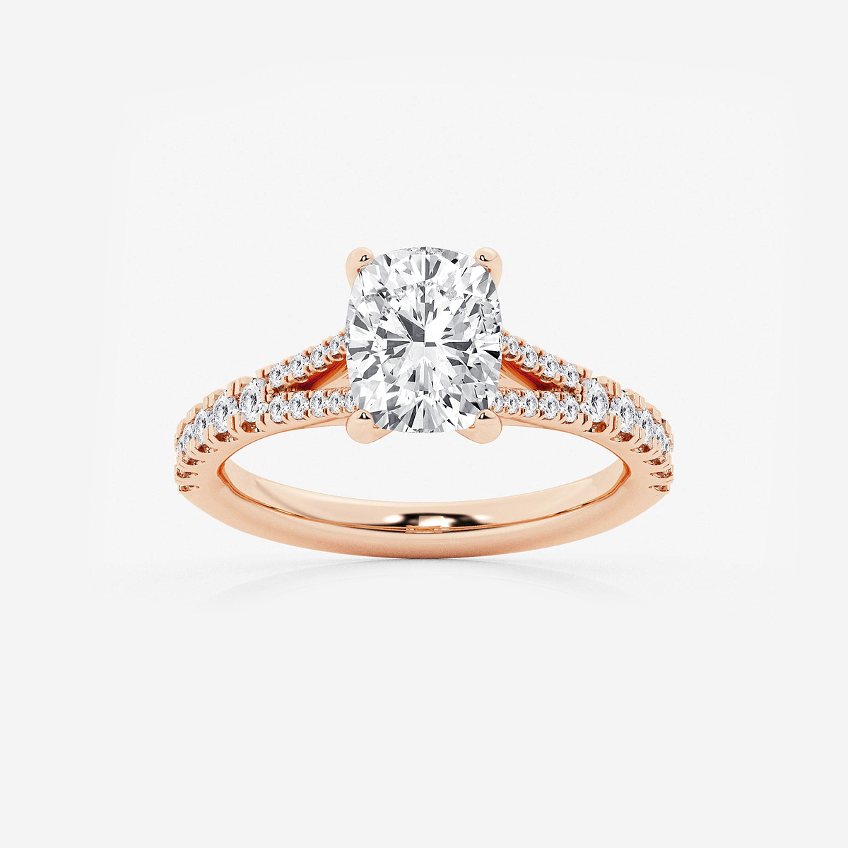 1 ctw Elongated Cushion Lab Grown Diamond Split Shank Engagement Ring