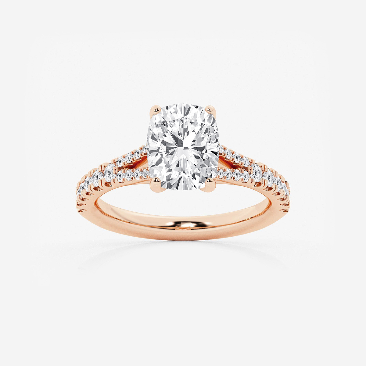 2 7/8 ctw Elongated Cushion Lab Grown Diamond Side Stone Engagement Ring