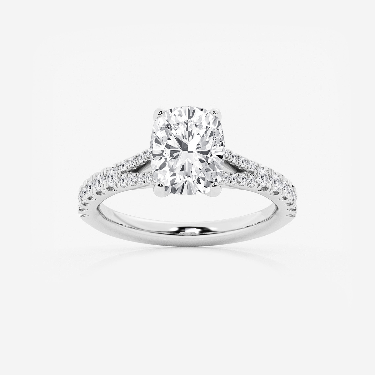 2 7/8 ctw Elongated Cushion Lab Grown Diamond Side Stone Engagement Ring