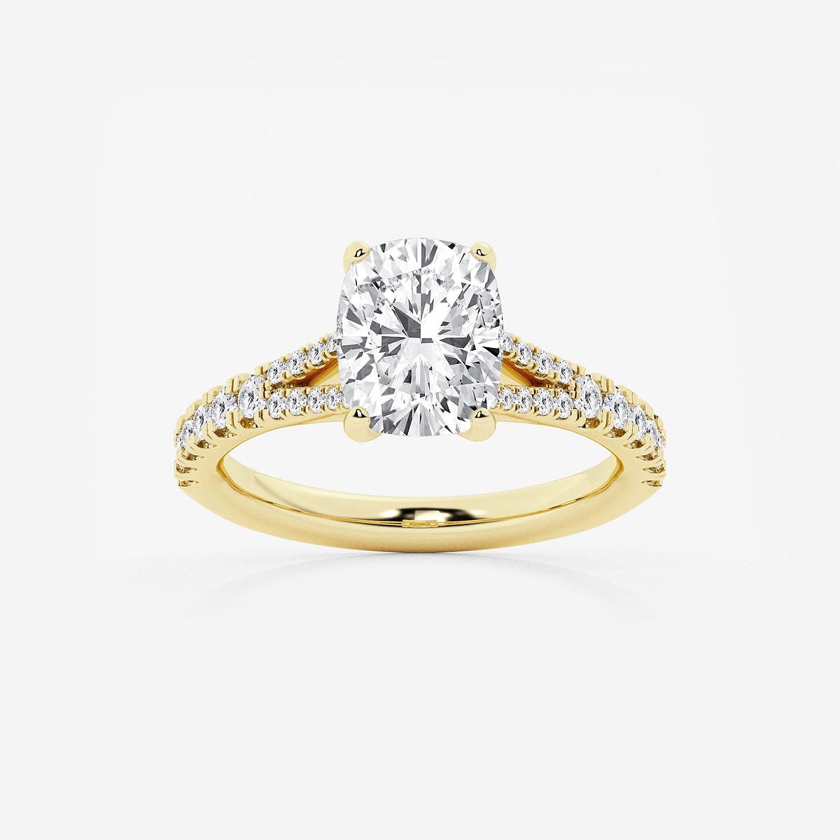 2 7/8 ctw Elongated Cushion Lab Grown Diamond Side Stone Engagement Ring