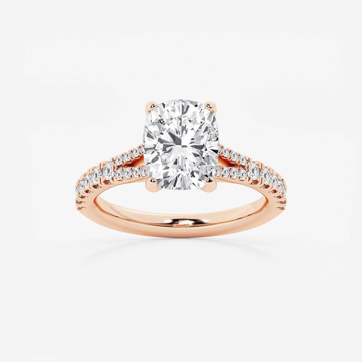 3 1/3 ctw Elongated Cushion Lab Grown Diamond Side Stone Engagement Ring