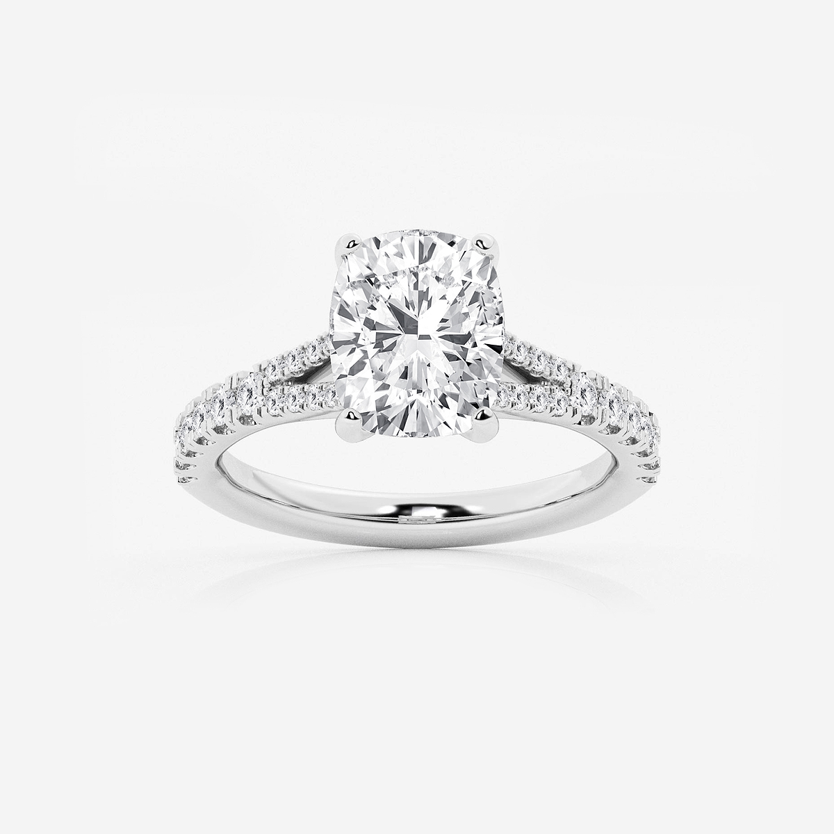3 1/3 ctw Elongated Cushion Lab Grown Diamond Side Stone Engagement Ring