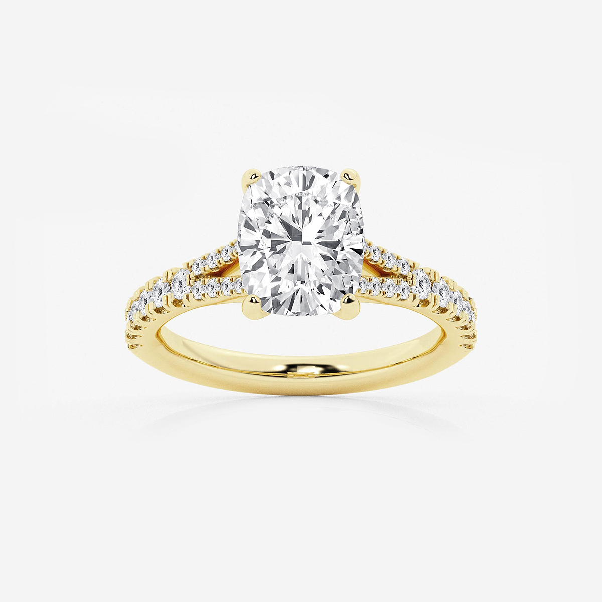 3 1/3 ctw Elongated Cushion Lab Grown Diamond Side Stone Engagement Ring