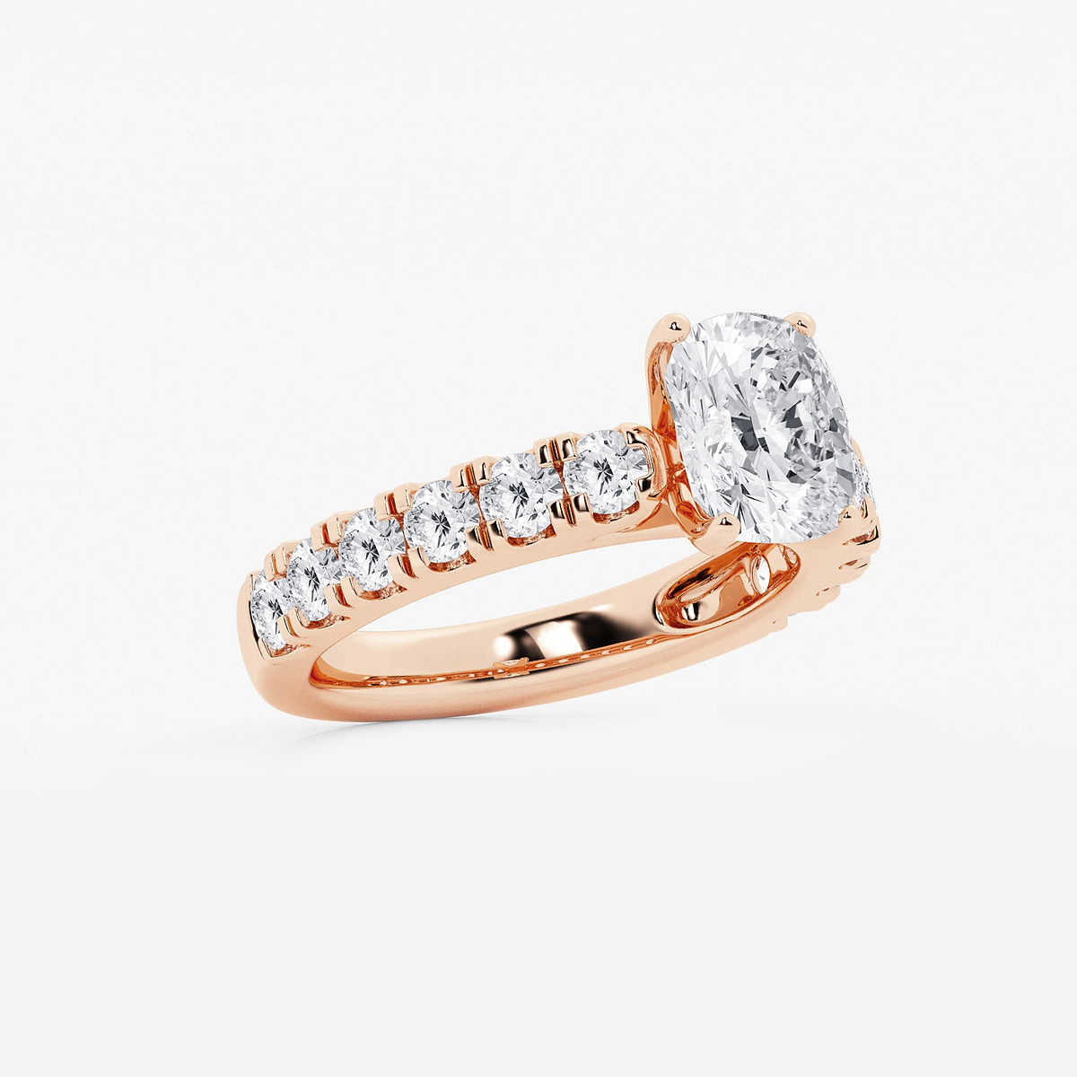 Additional Image 1 for  2 1/2 ctw Elongated Cushion Lab Grown Diamond Engagement Ring with Split Prong Side Accents