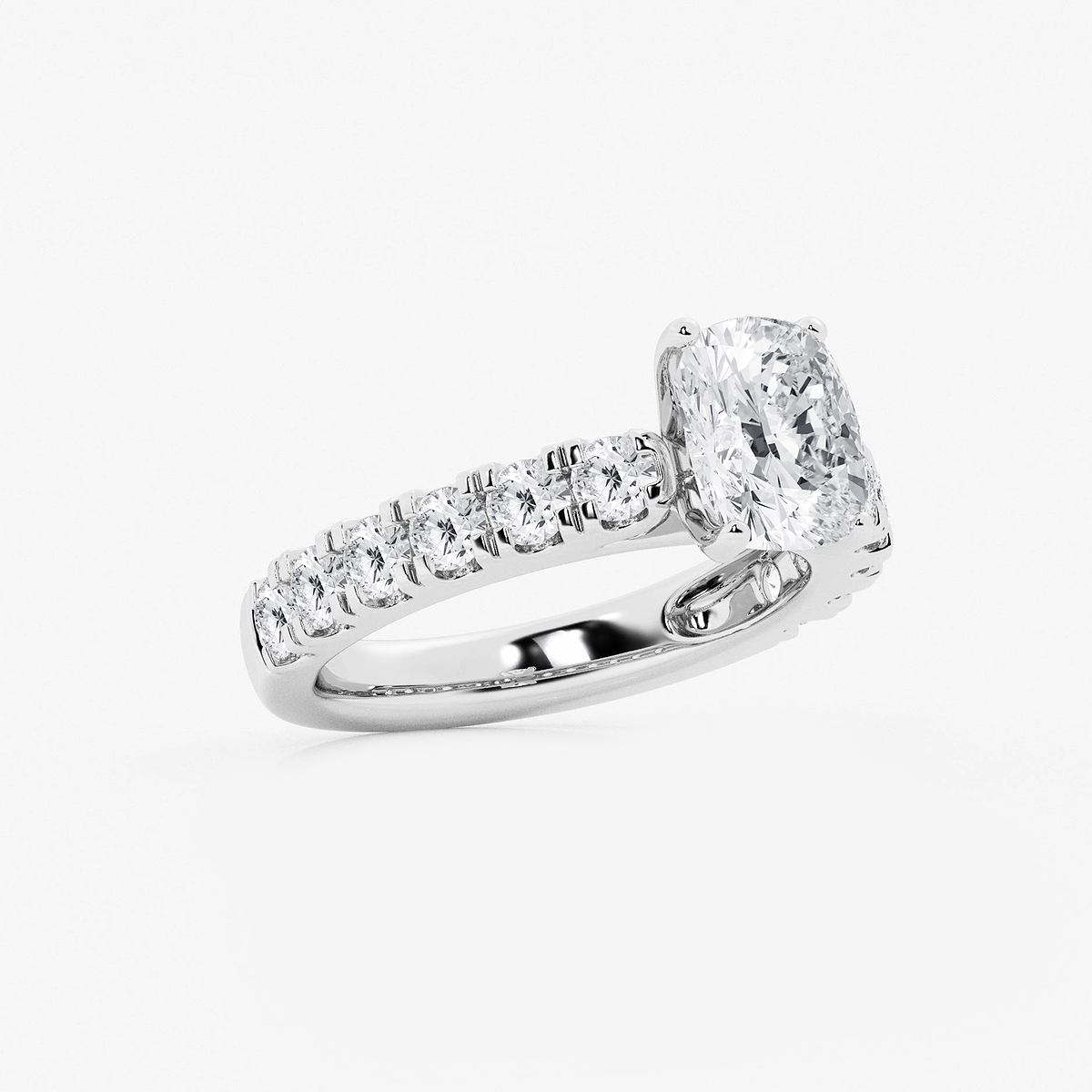 Additional Image 1 for  2 ctw Elongated Cushion Lab Grown Diamond Engagement Ring with Split Prong Side Accents