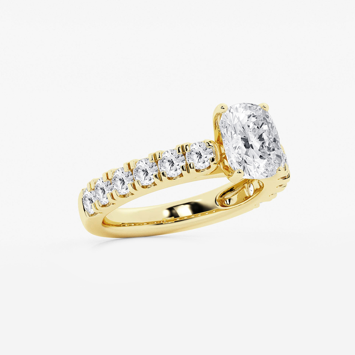 Additional Image 1 for  2 1/2 ctw Elongated Cushion Lab Grown Diamond Engagement Ring with Split Prong Side Accents