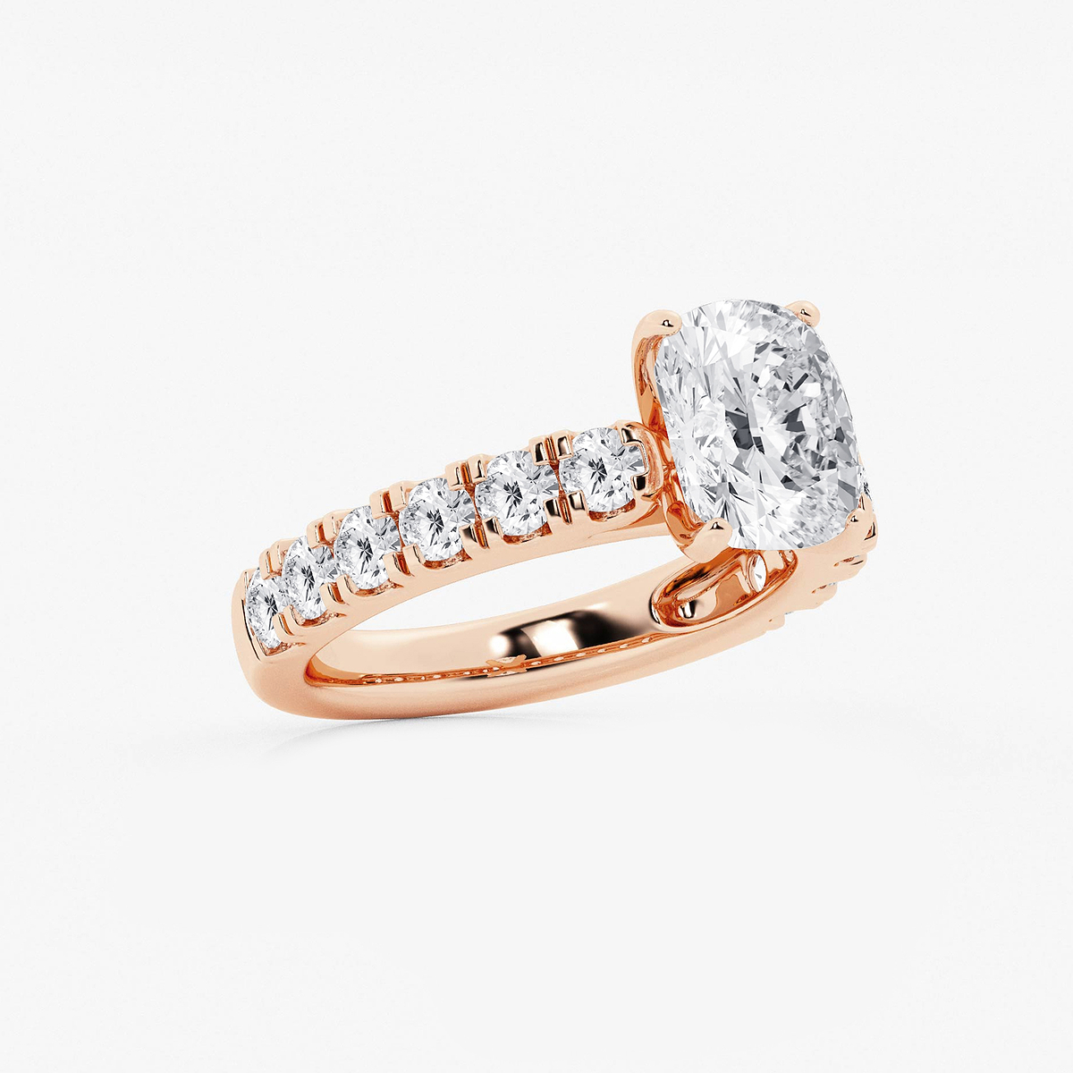 Additional Image 1 for  3 1/2 ctw Elongated Cushion Lab Grown Diamond Side Stone Engagement Ring