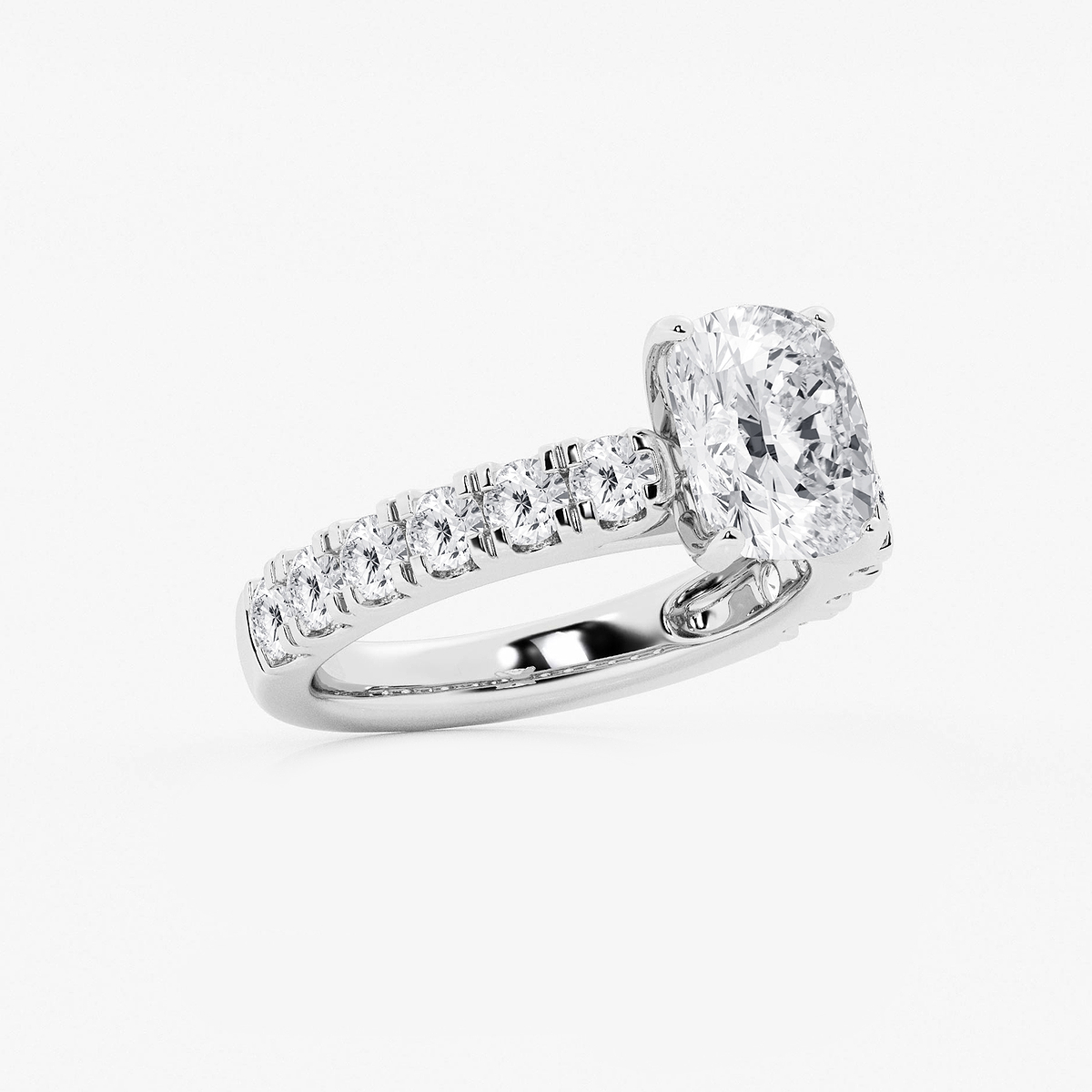 Additional Image 1 for  3 1/2 ctw Elongated Cushion Lab Grown Diamond Side Stone Engagement Ring