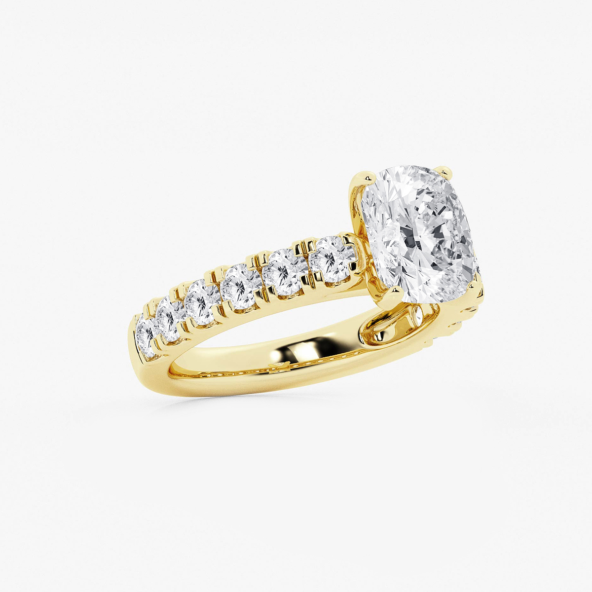Additional Image 1 for  3 1/2 ctw Elongated Cushion Lab Grown Diamond Side Stone Engagement Ring