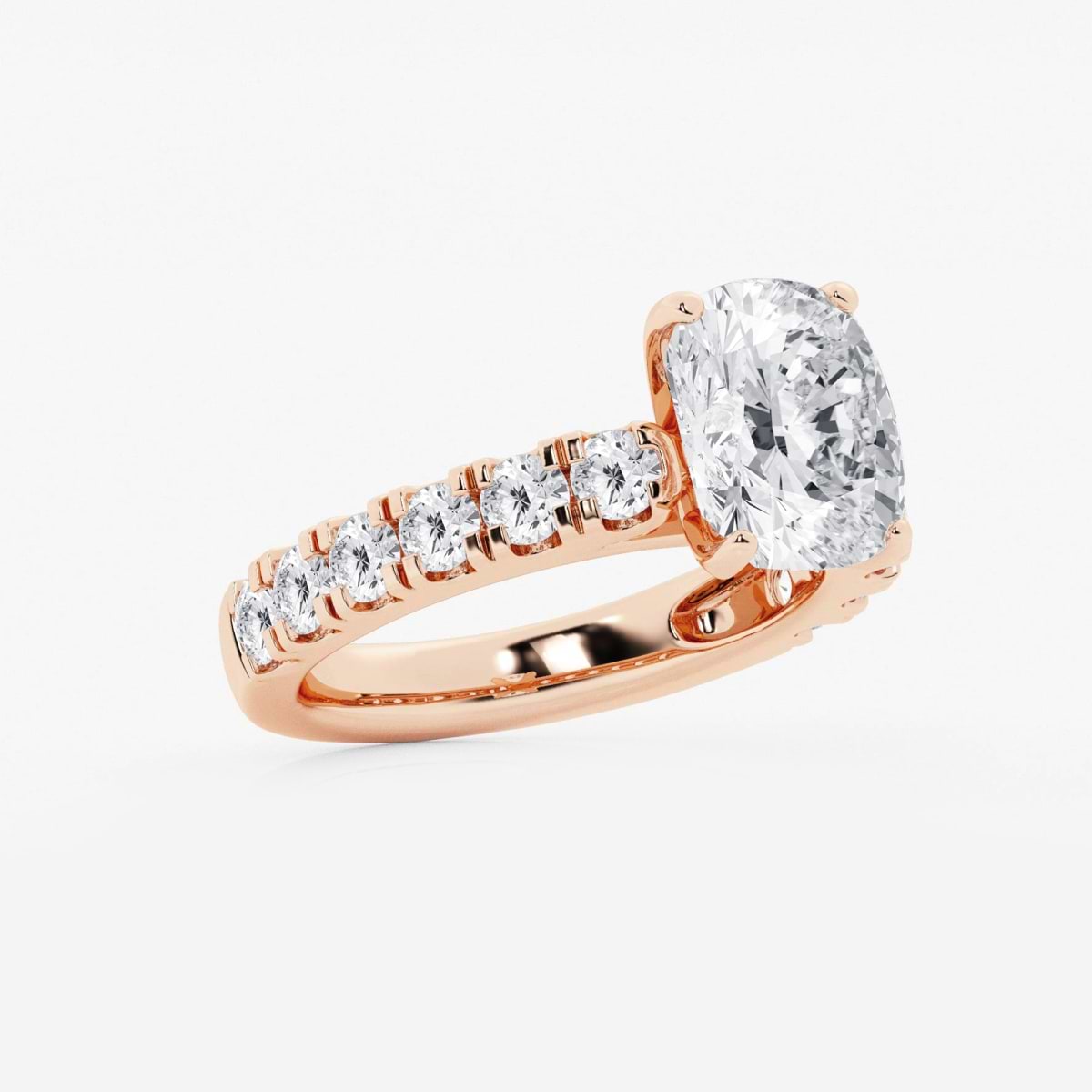 Additional Image 1 for  4 ctw Elongated Cushion Lab Grown Diamond Side Stone Engagement Ring