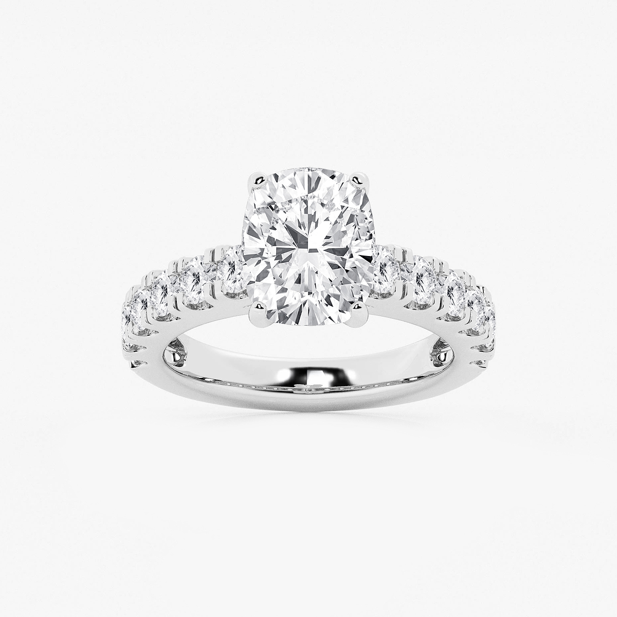 4 ctw Elongated Cushion Lab Grown Diamond Side Stone Engagement Ring