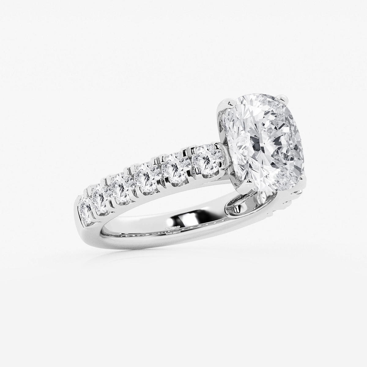 Additional Image 1 for  4 ctw Elongated Cushion Lab Grown Diamond Side Stone Engagement Ring