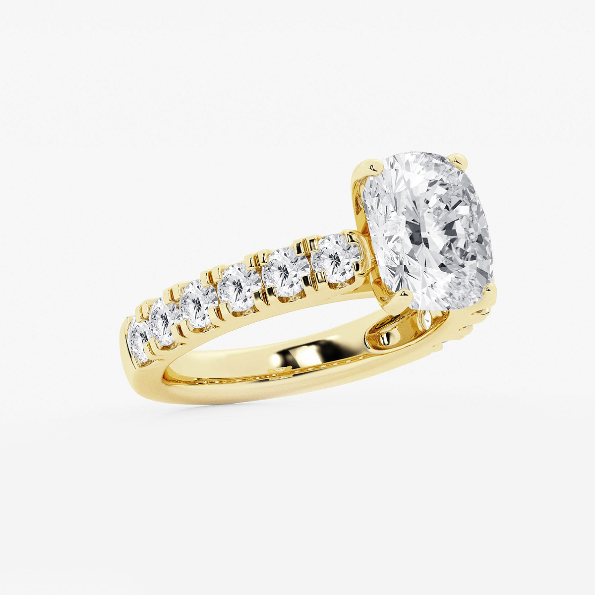 Additional Image 1 for  4 ctw Elongated Cushion Lab Grown Diamond Side Stone Engagement Ring