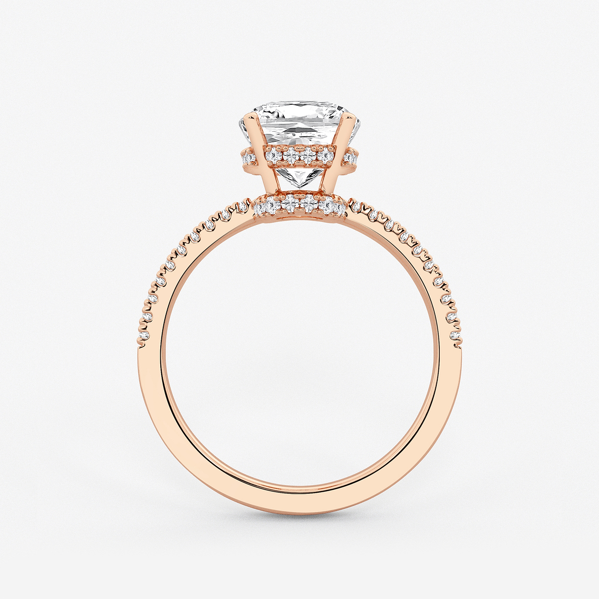 Additional Image 1 for  3 1/5 ctw Elongated Cushion Lab Grown Diamond Hidden Halo Engagement Ring