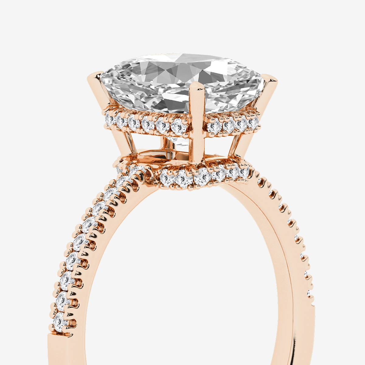 Additional Image 2 for  3 1/5 ctw Elongated Cushion Lab Grown Diamond Hidden Halo Engagement Ring