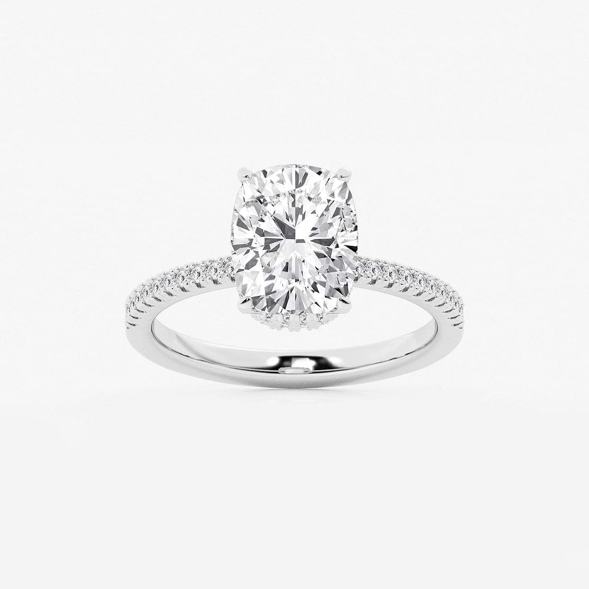3 1/5 ctw Elongated Cushion Lab Grown Diamond Hidden Halo Engagement Ring